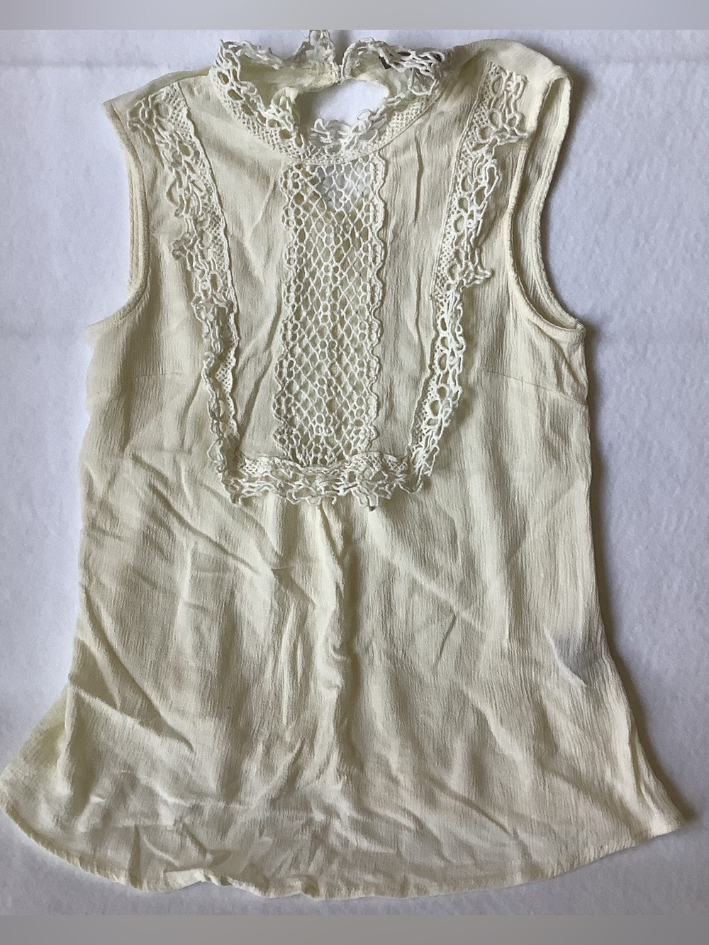 Casting LA 100% Rayon Boho Cream Lace Sleeveless Blouse M
